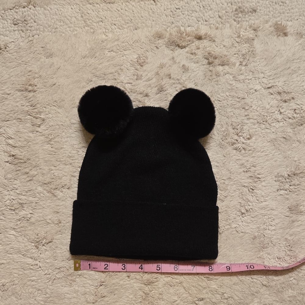 Zara Black Beanie with Pom Poms